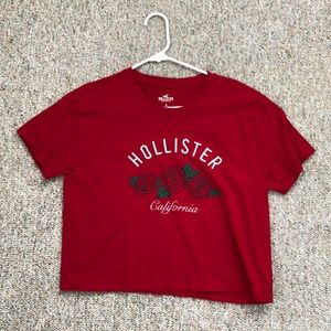 A red cropped t-shirt